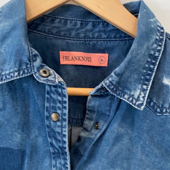 Blank NYC distressed jean shirt girls XL - Picture 2 of 7